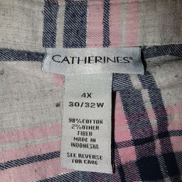 Catherines plaid button-up shirt blouse top size 4x - Picture 5 of 5